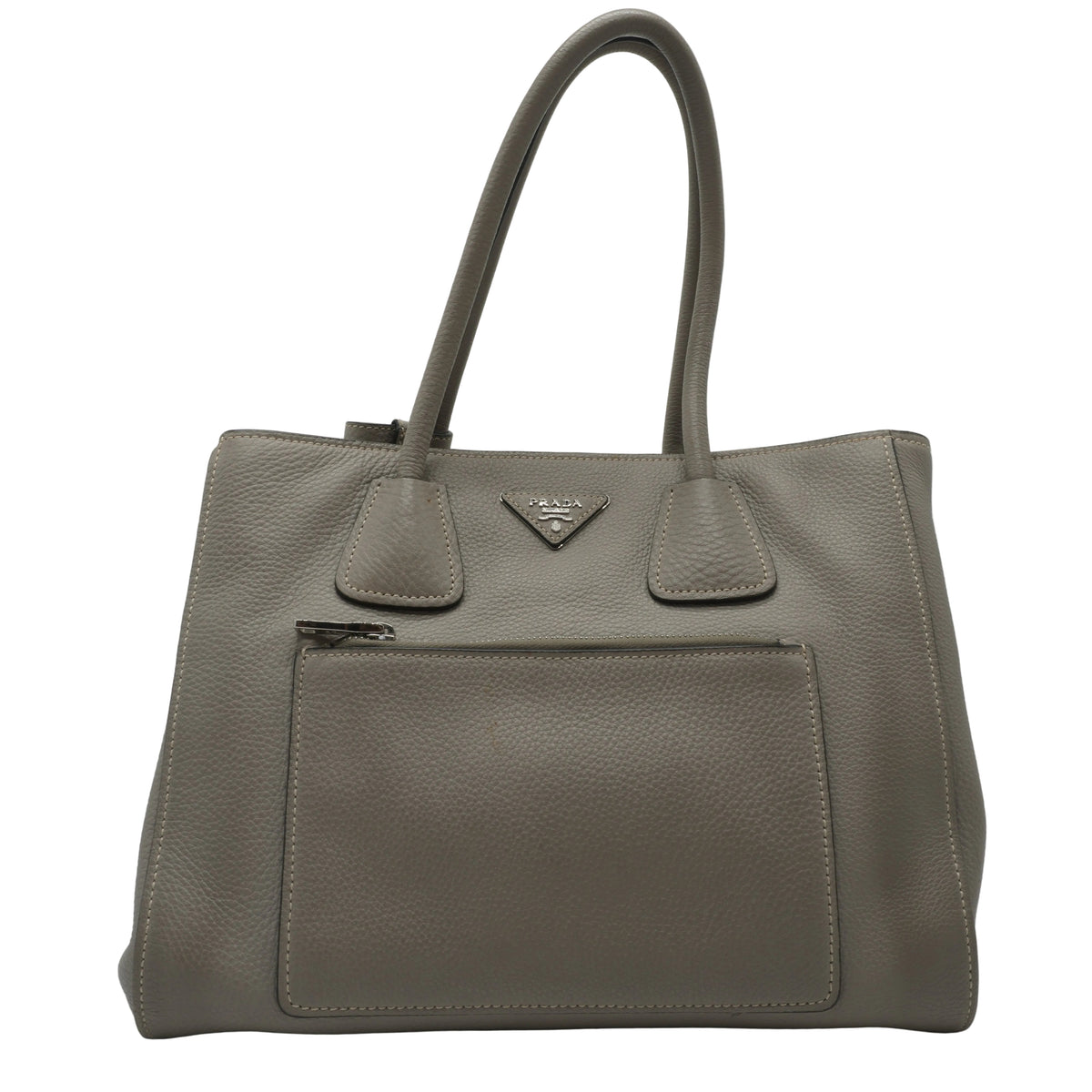Prada	Phenix Front Pocket Shopping Tote Bag Gray Medium SHW