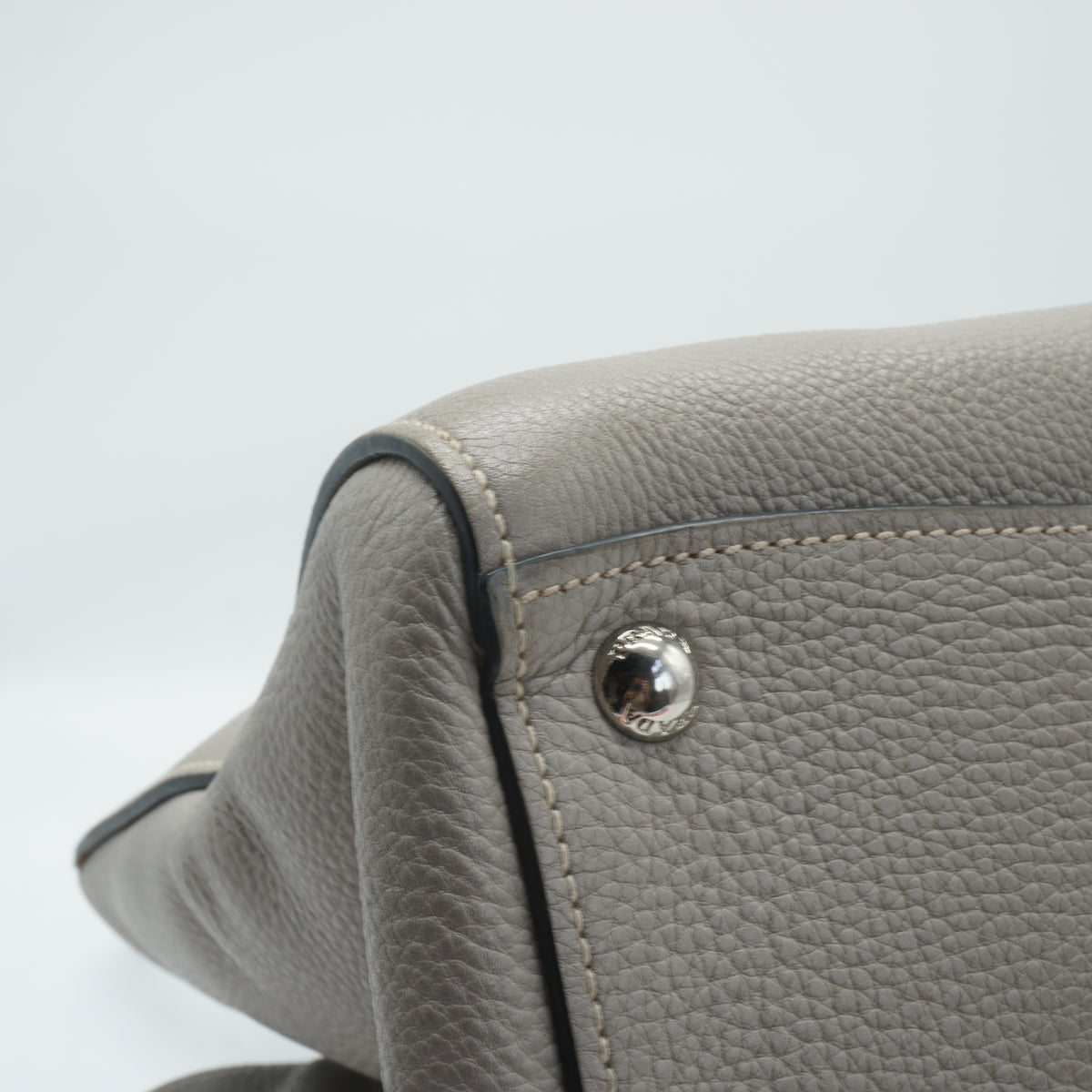 Prada	Phenix Front Pocket Shopping Tote Bag Gray Medium SHW