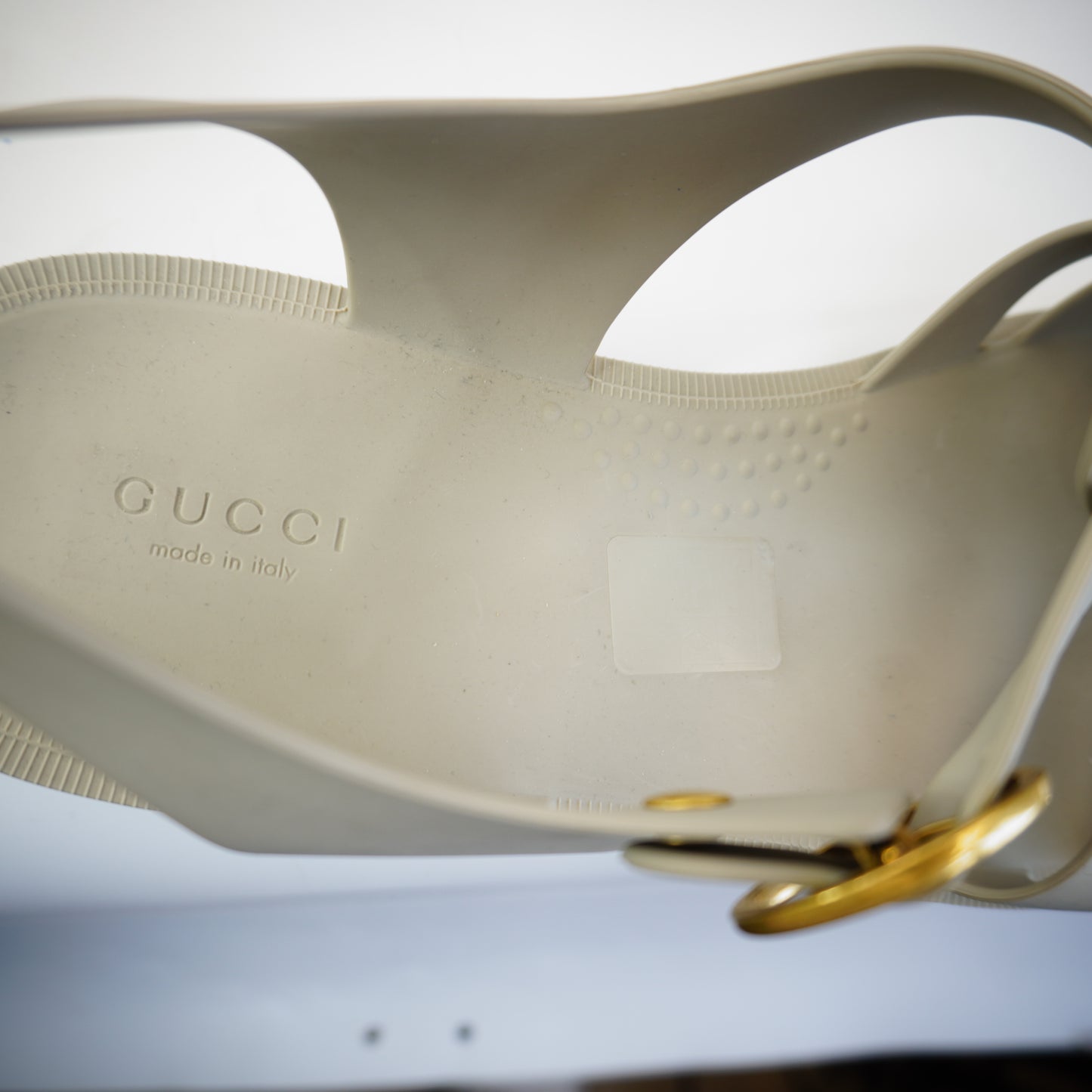 Gucci Rubber Buckle Strap Sandals Greyish Size 11