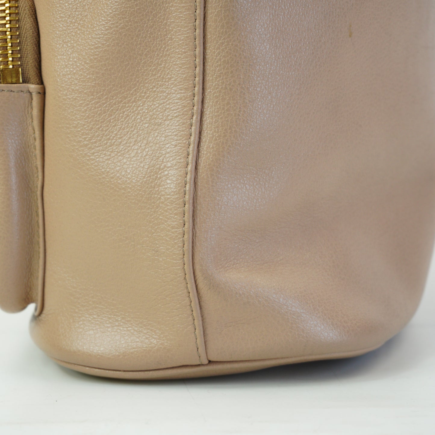 Prada Duet Glace Calf Leather Bucket Beige Mini GHW