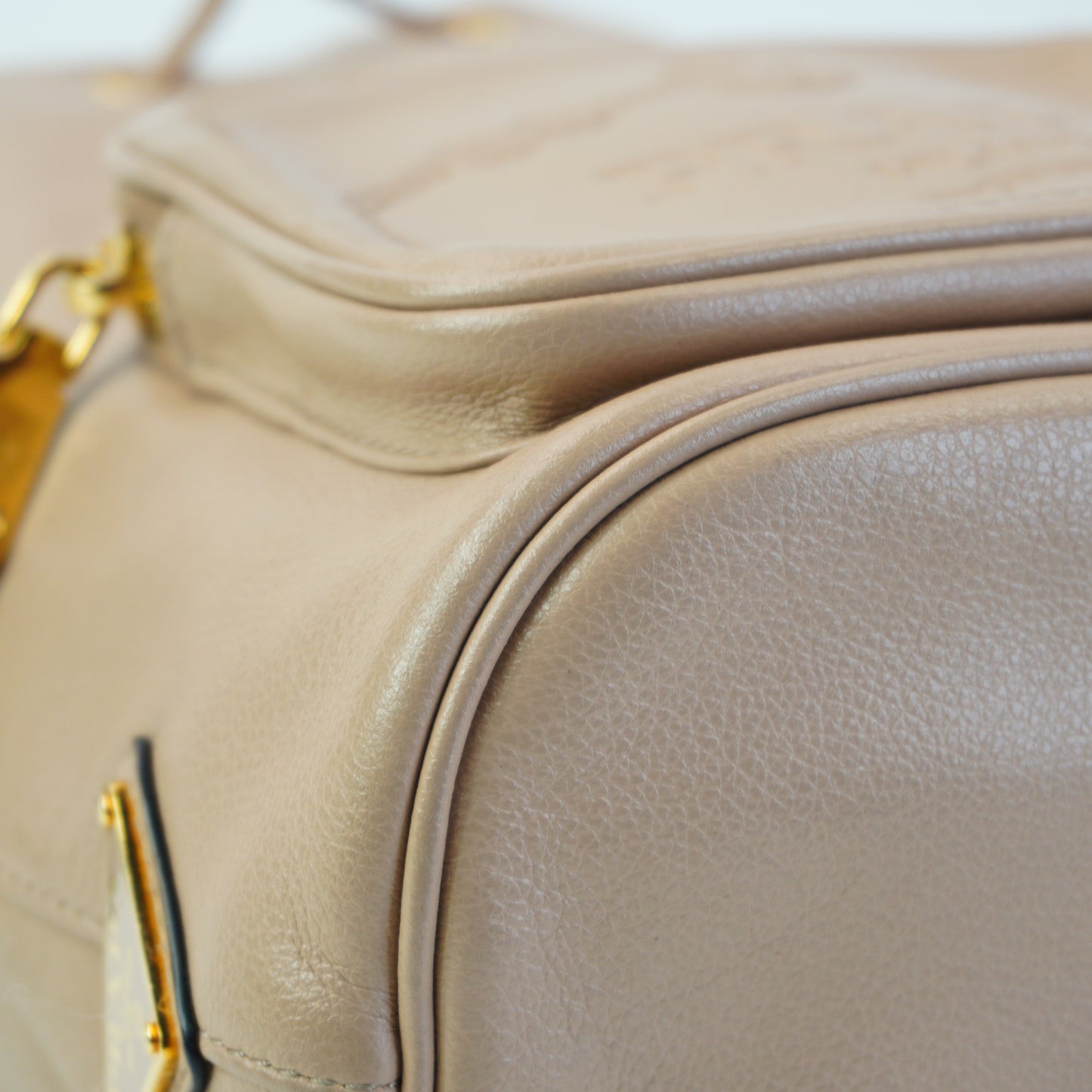 Prada Duet Glace Calf Leather Bucket Beige Mini GHW
