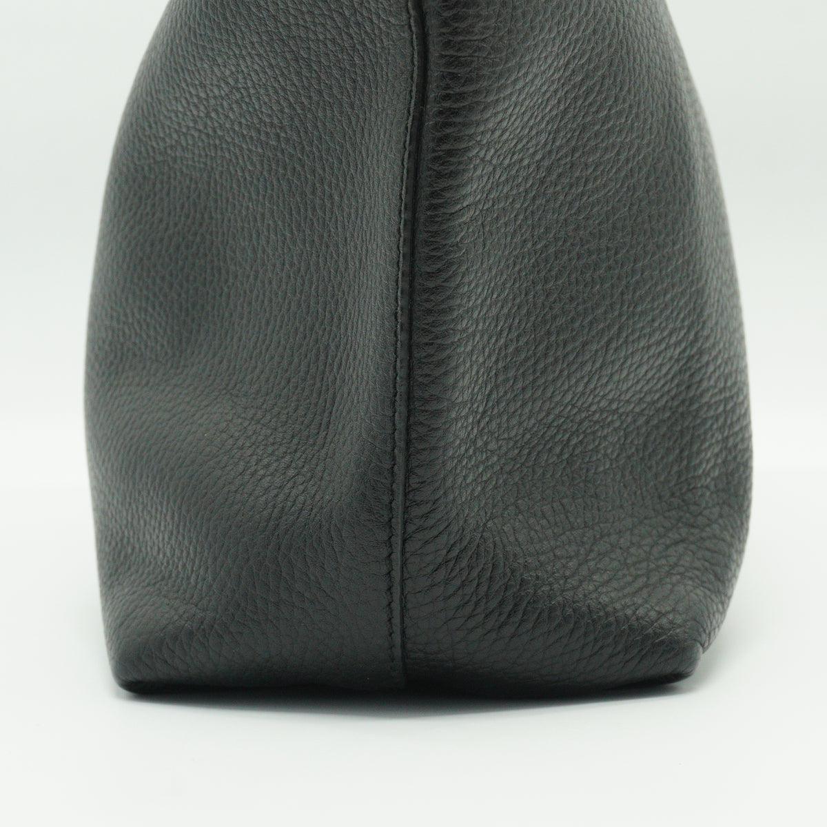 Salvatore Ferragamo Gancini Small Pebbled Leather Shopper Tote Black GHW
