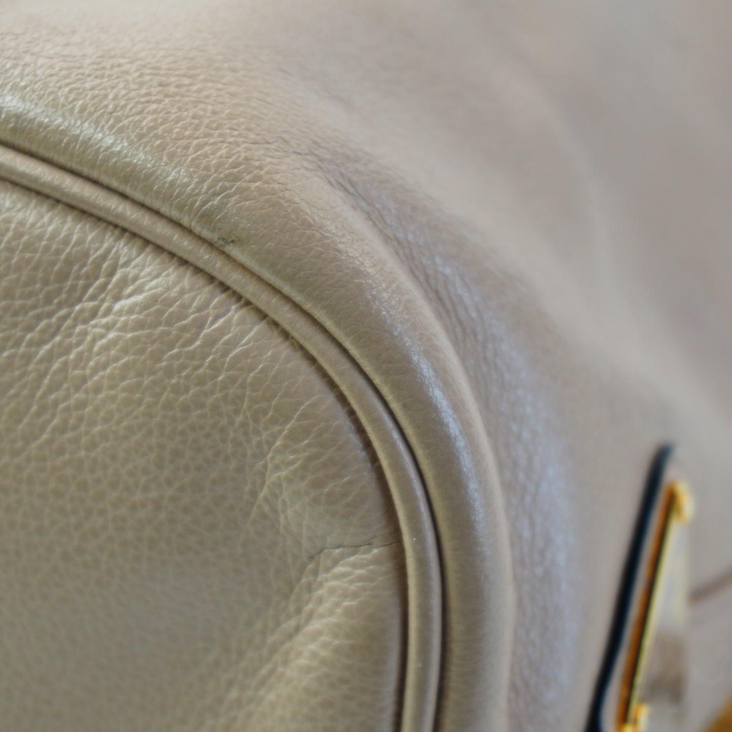 Prada Duet Glace Calf Leather Bucket Beige Mini GHW