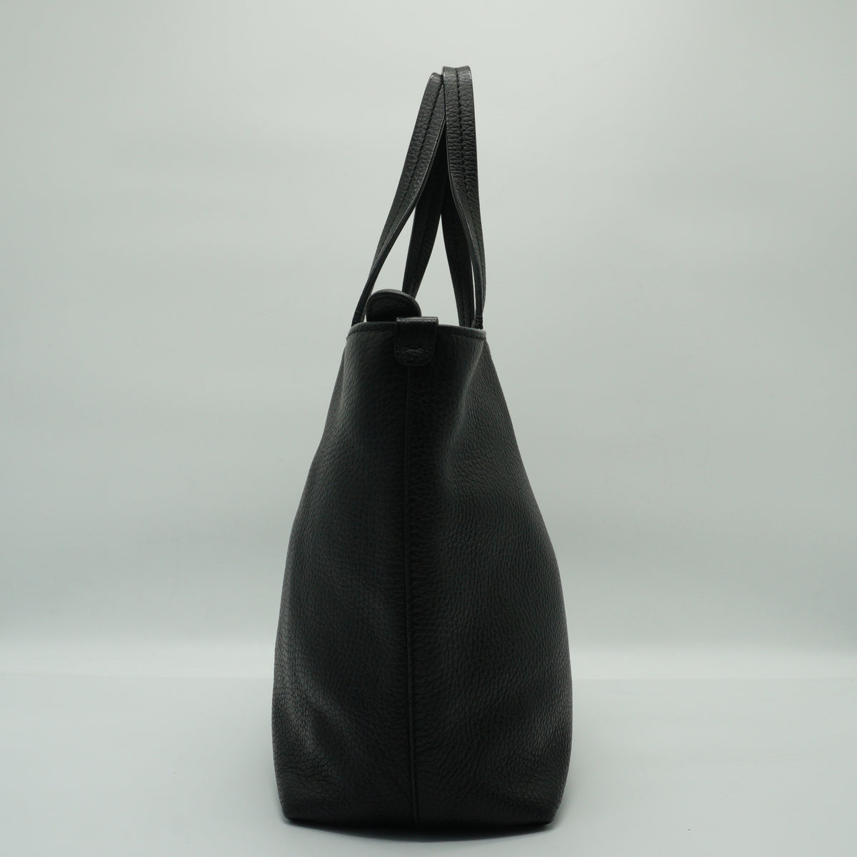Salvatore Ferragamo Gancini Small Pebbled Leather Shopper Tote Black GHW