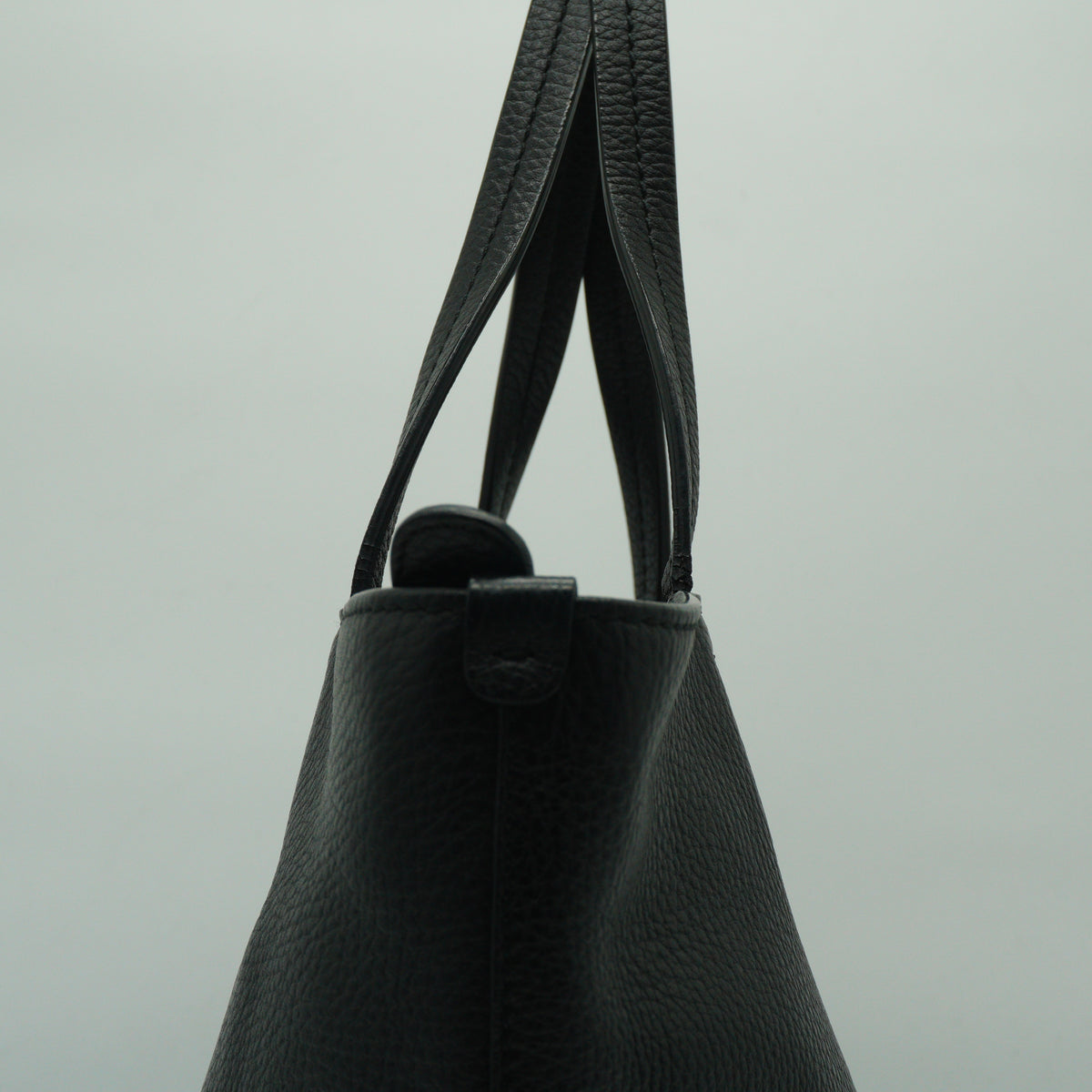 Salvatore Ferragamo Gancini Small Pebbled Leather Shopper Tote Black GHW
