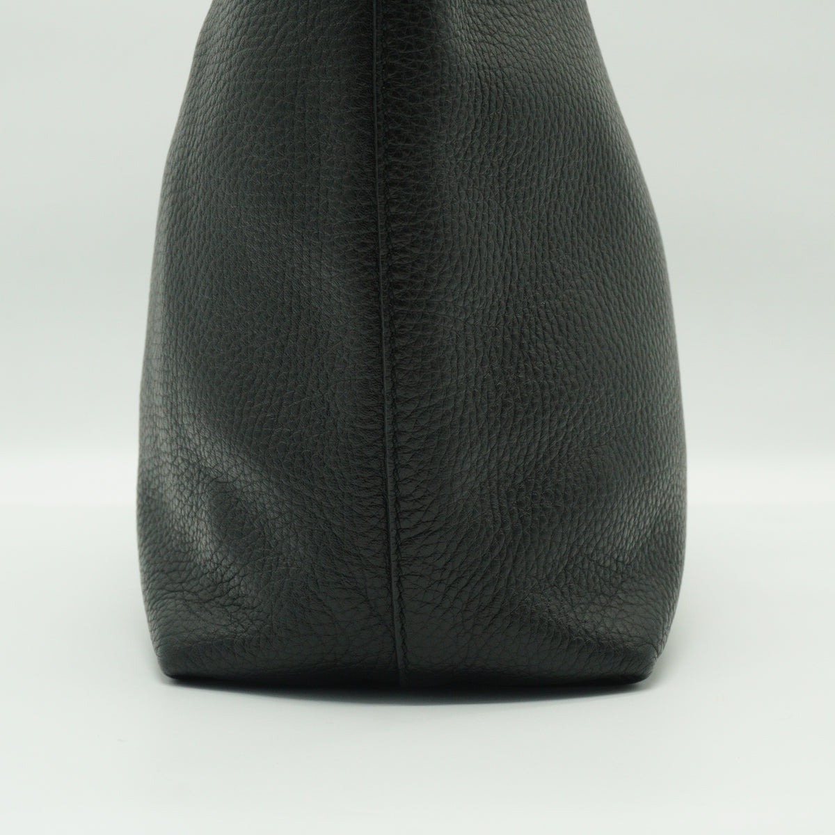 Salvatore Ferragamo Gancini Small Pebbled Leather Shopper Tote Black GHW