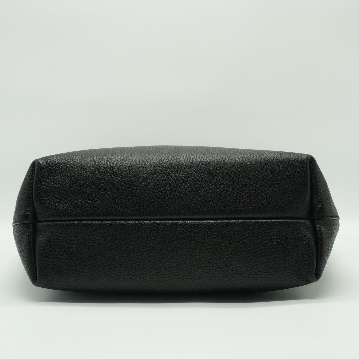 Salvatore Ferragamo Gancini Small Pebbled Leather Shopper Tote Black GHW