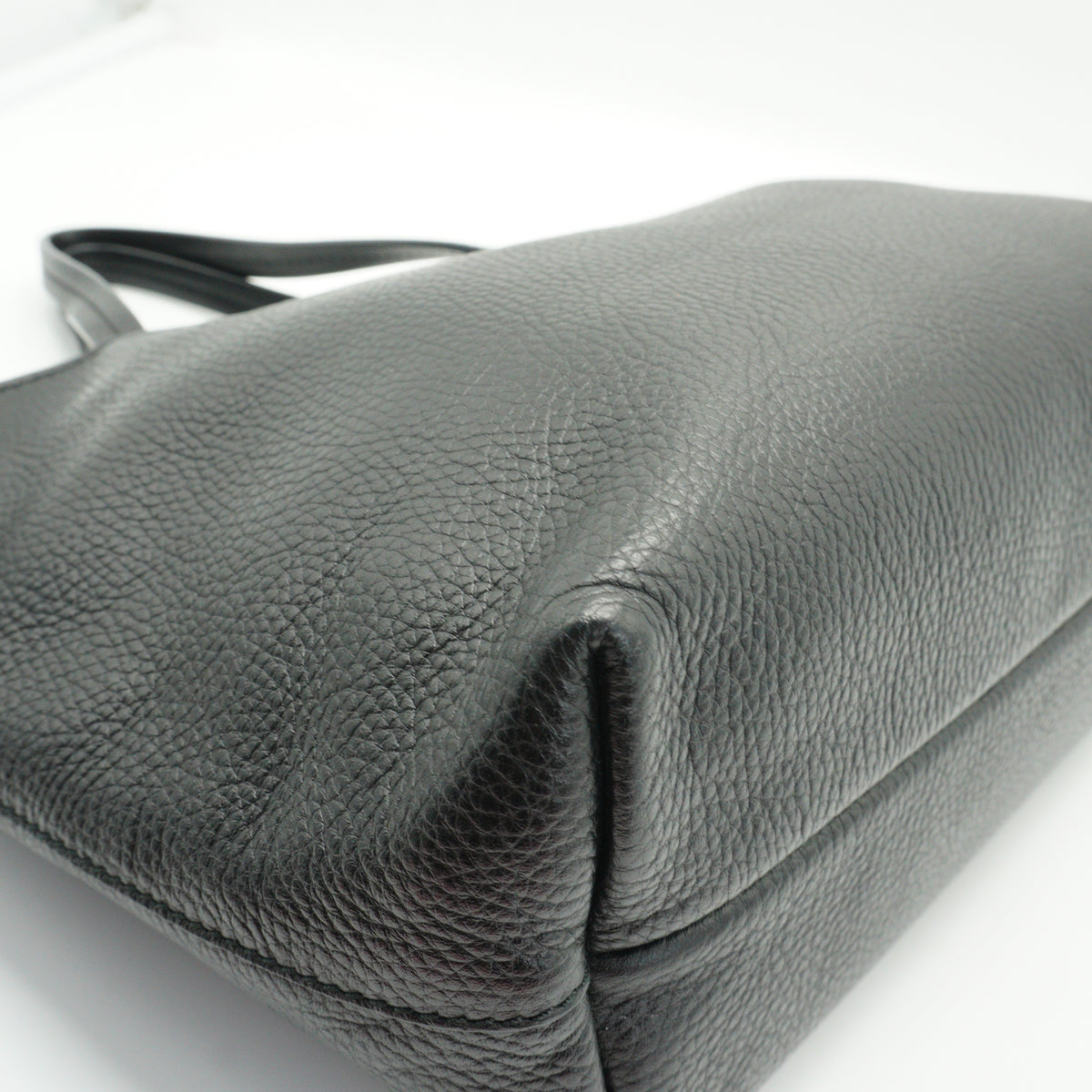 Salvatore Ferragamo Gancini Small Pebbled Leather Shopper Tote Black GHW