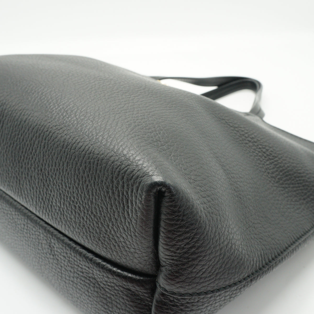 Salvatore Ferragamo Gancini Small Pebbled Leather Shopper Tote Black GHW