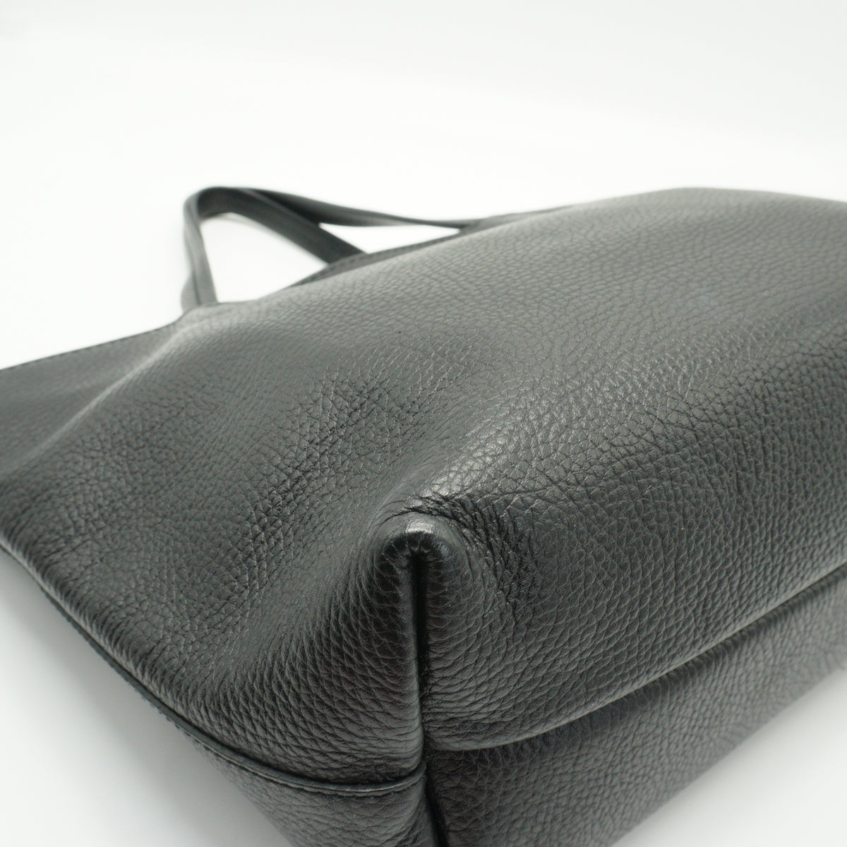 Salvatore Ferragamo Gancini Small Pebbled Leather Shopper Tote Black GHW