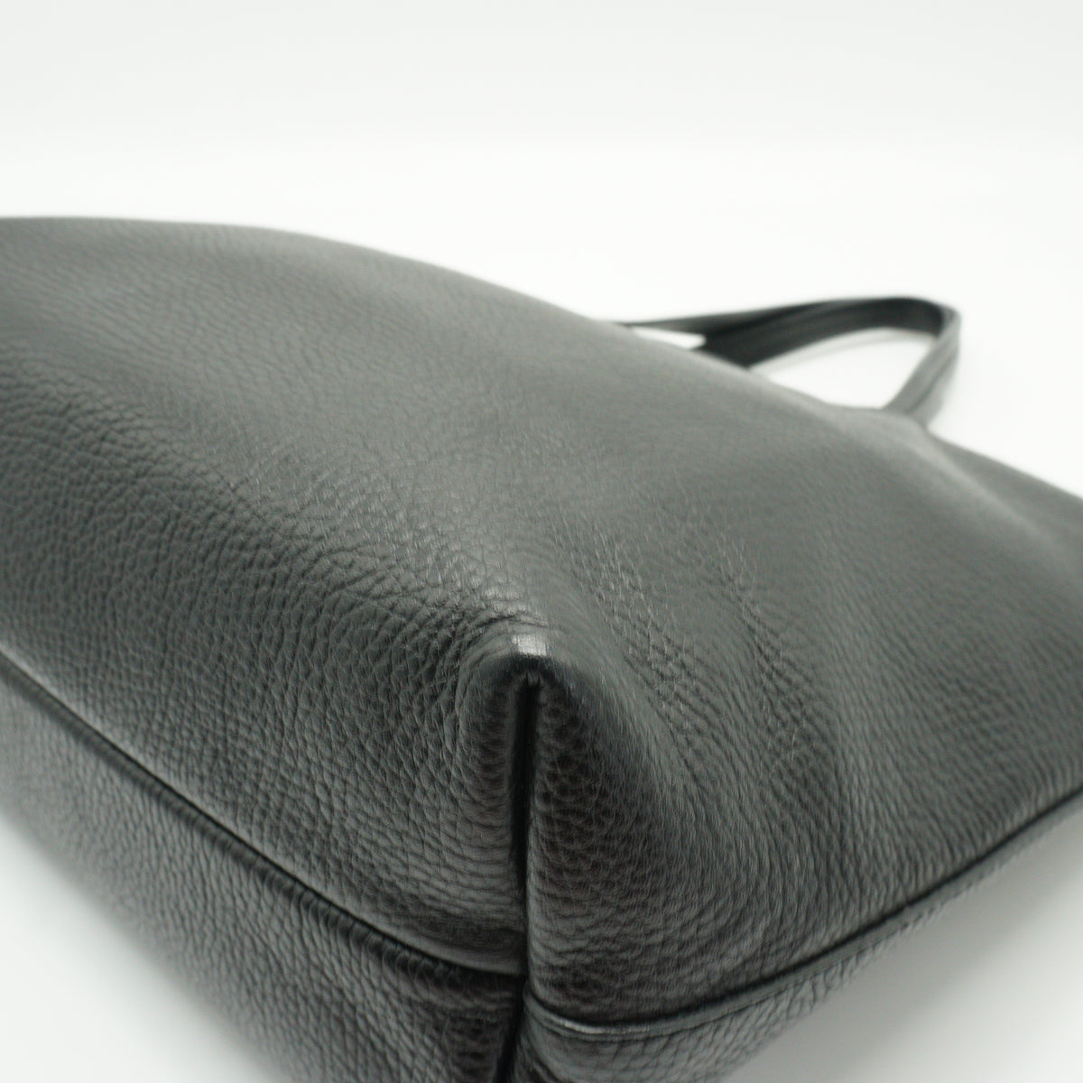 Salvatore Ferragamo Gancini Small Pebbled Leather Shopper Tote Black GHW