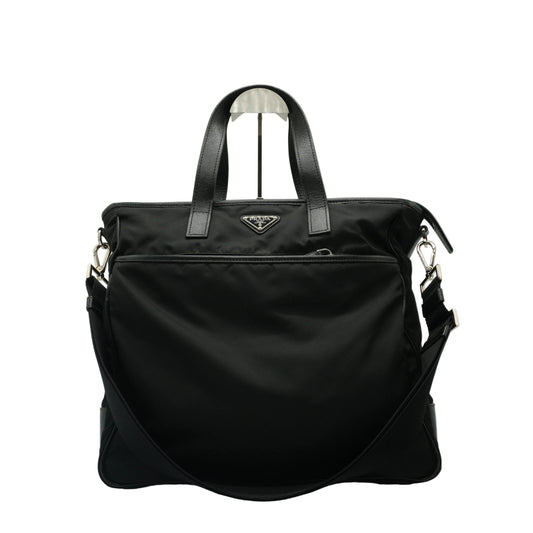 Prada VA0132 Tessuto Nylon Tote Bag Black SHW Medium