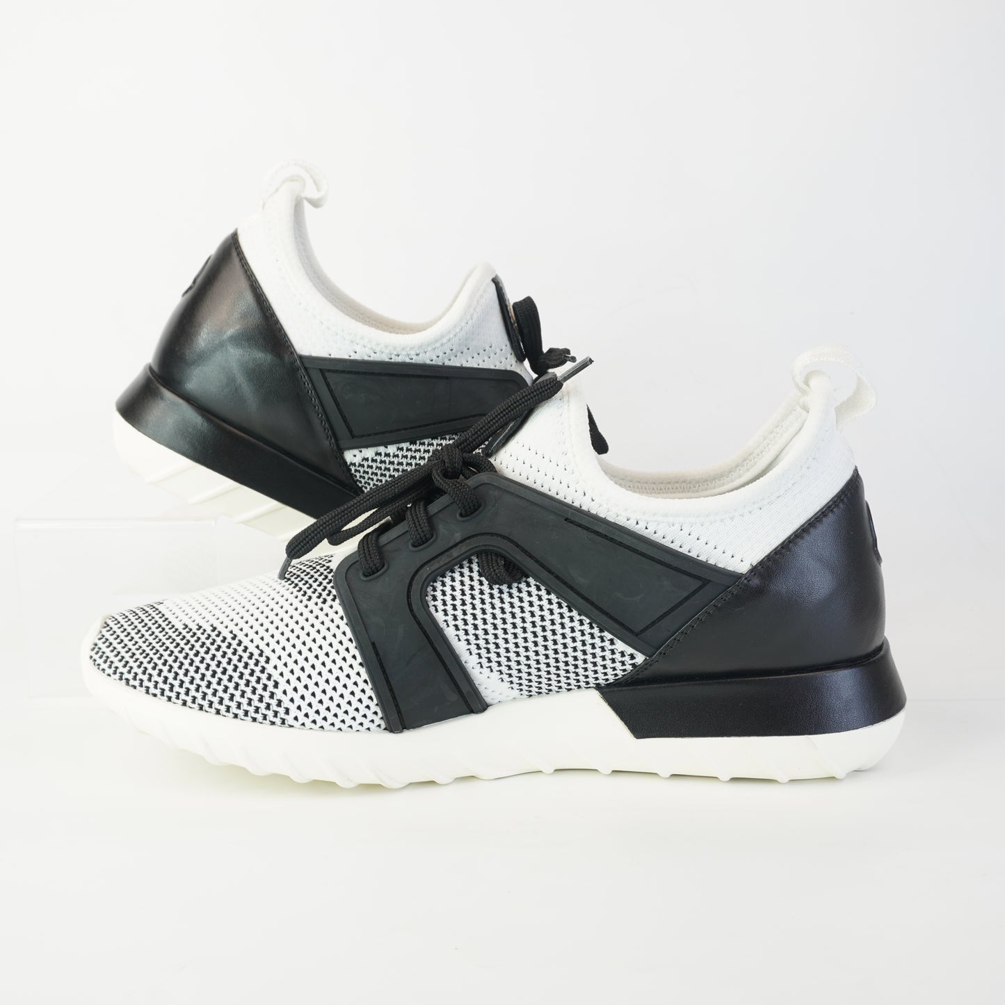 Moncler White and Black Emilien  scarpa sneakers