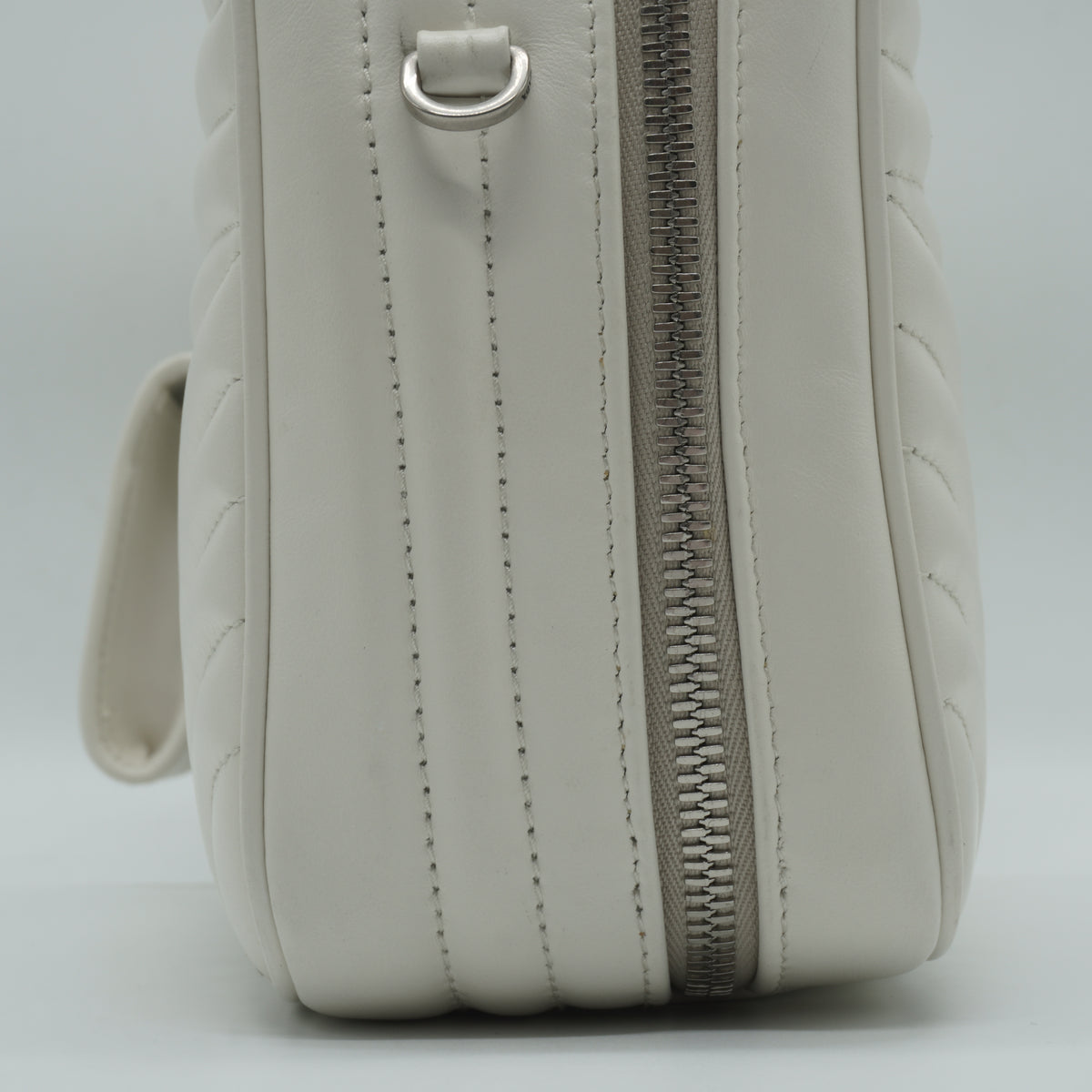 Prada	White Leather Diagramme Sling Bag SHW