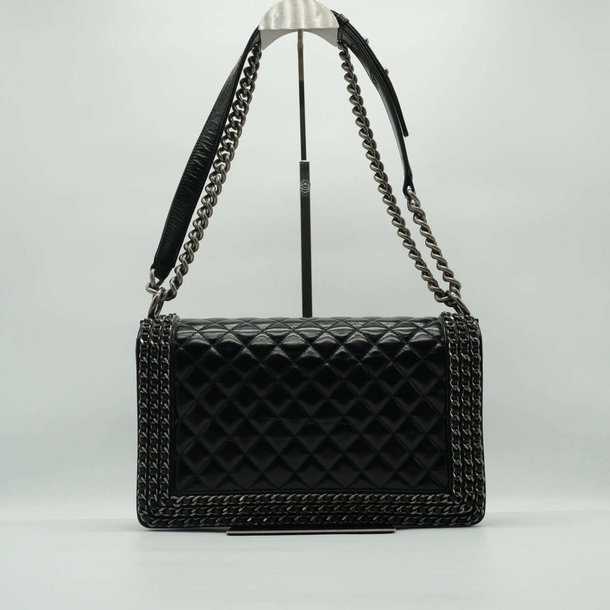 Chanel	Enchained Black Leboy Flap Bag SHw Medium