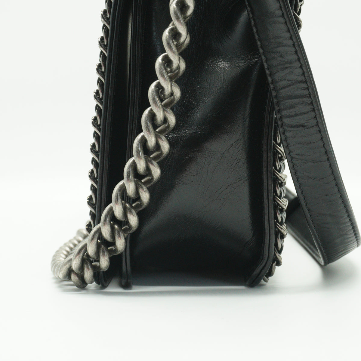 Chanel	Enchained Black Leboy Flap Bag SHw Medium