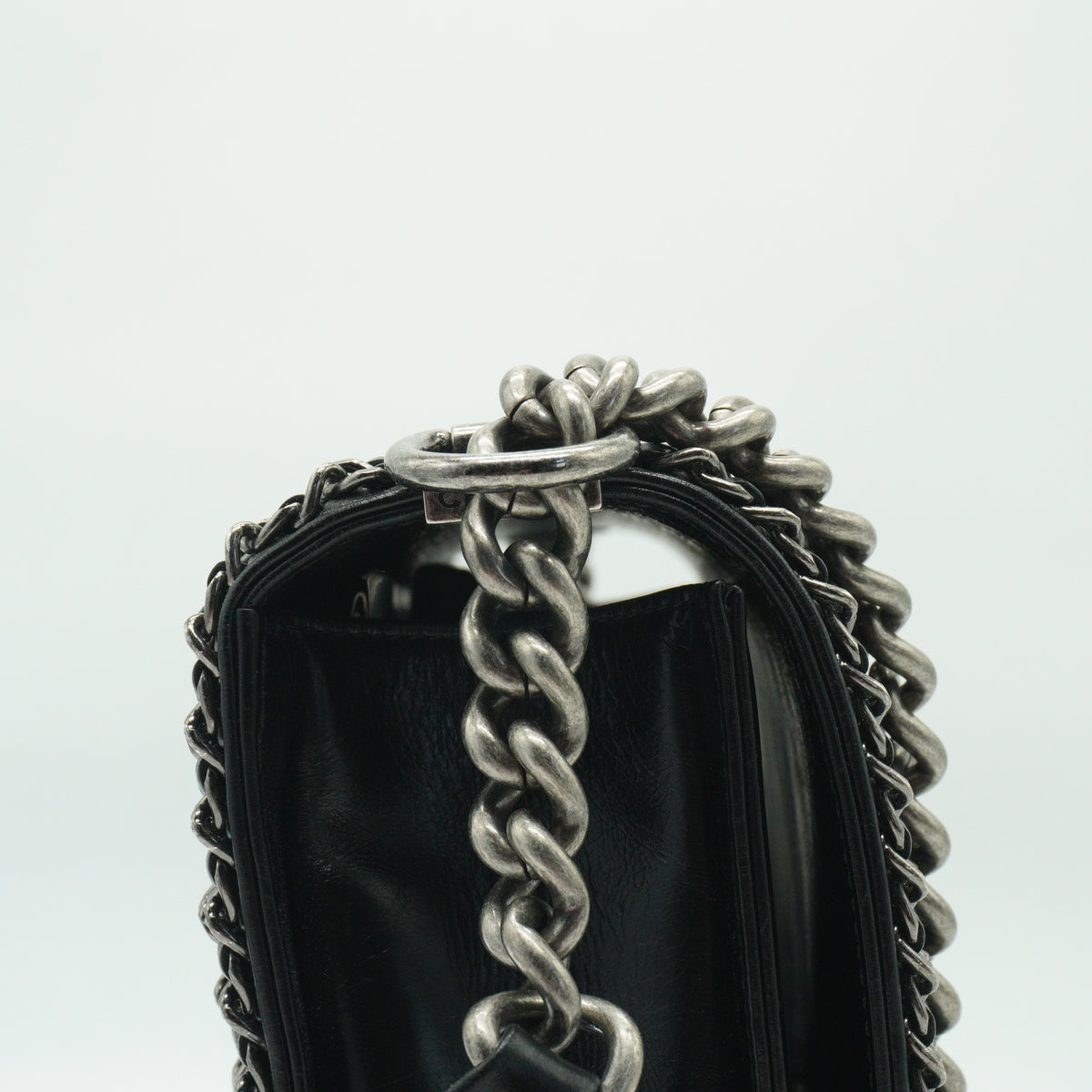 Chanel	Enchained Black Leboy Flap Bag SHw Medium