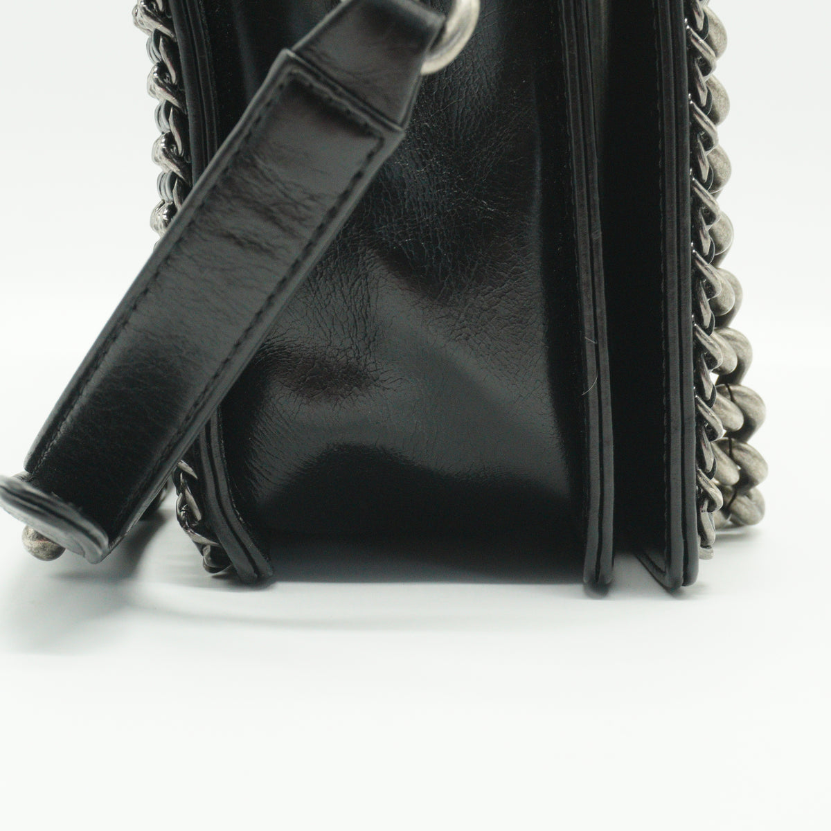 Chanel	Enchained Black Leboy Flap Bag SHw Medium