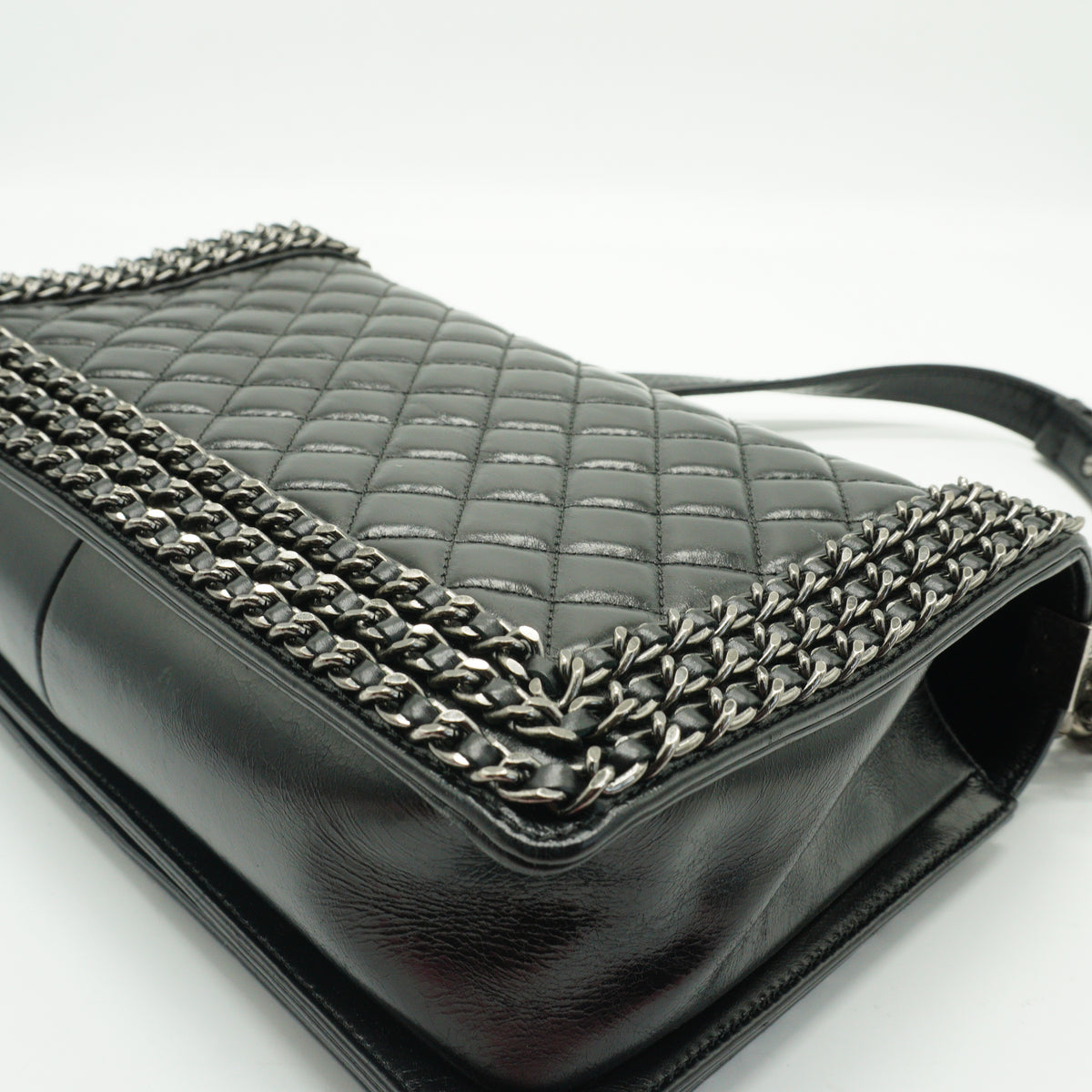 Chanel	Enchained Black Leboy Flap Bag SHw Medium