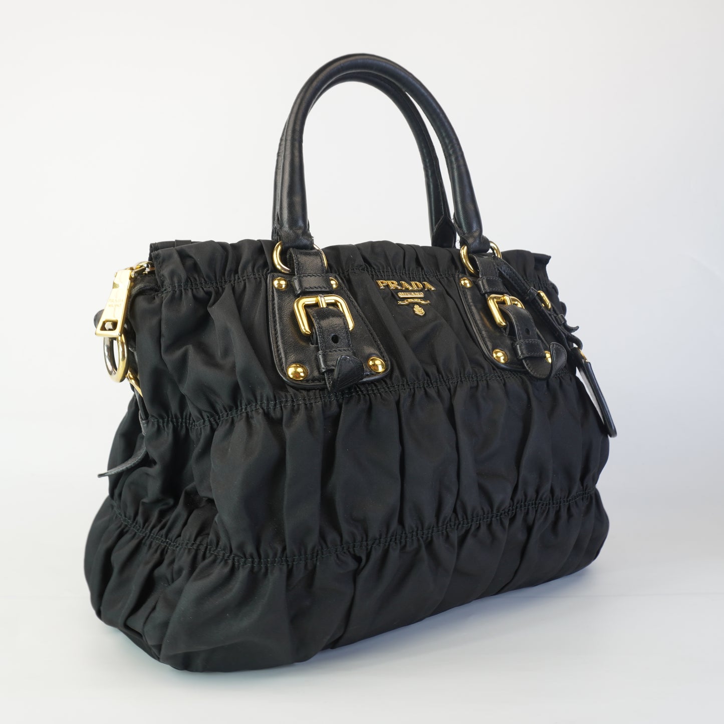 Prada Tessuto Nylon Graufre Tote Black