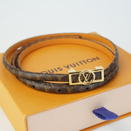Louis Vuitton	Monogram Belt, Gold Tone Buckle