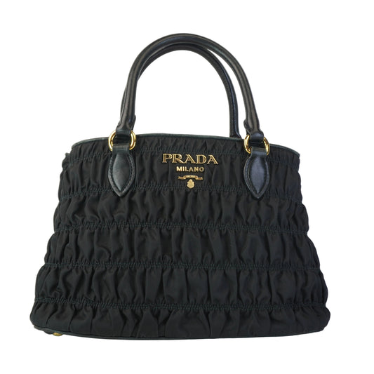 Prada Tessuto Nylon Graufre Tote Small Black