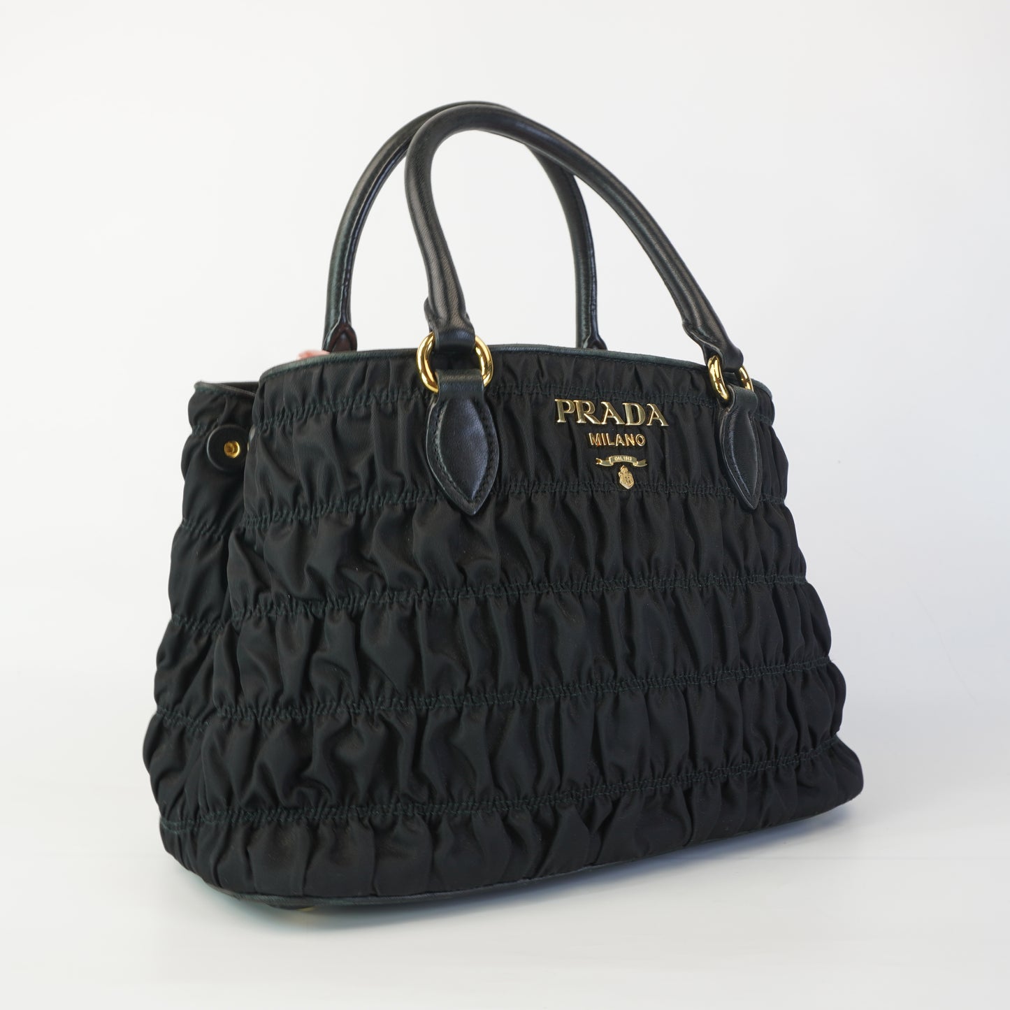 Prada Tessuto Nylon Graufre Tote Small Black