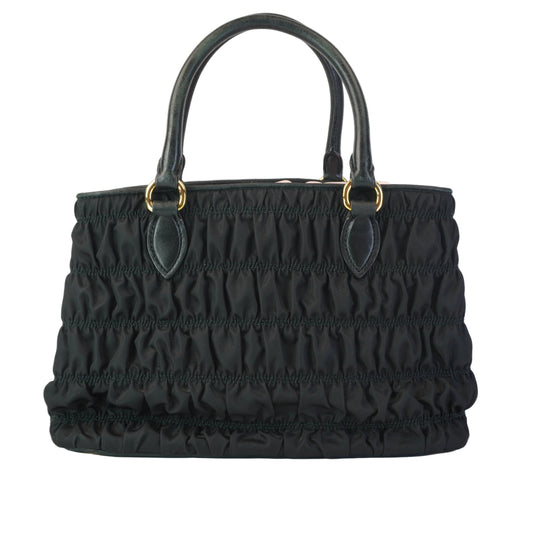 Prada Tessuto Nylon Graufre Tote Small Black
