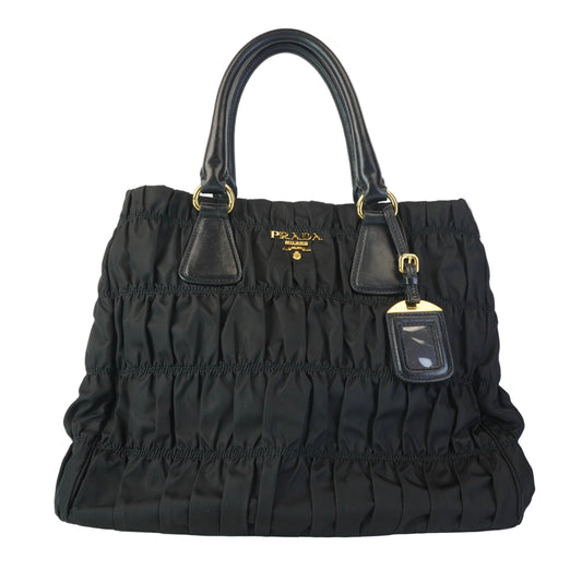 Prada Tessuto Nylon Graufre Tote Black