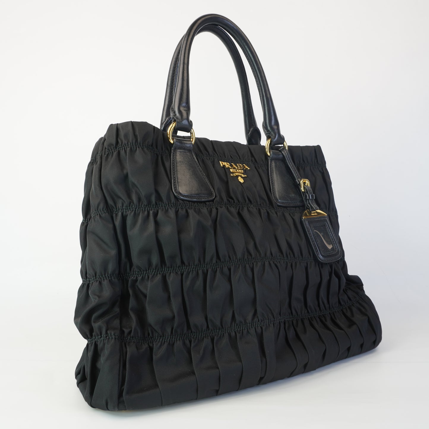 Prada Tessuto Nylon Graufre Tote Black