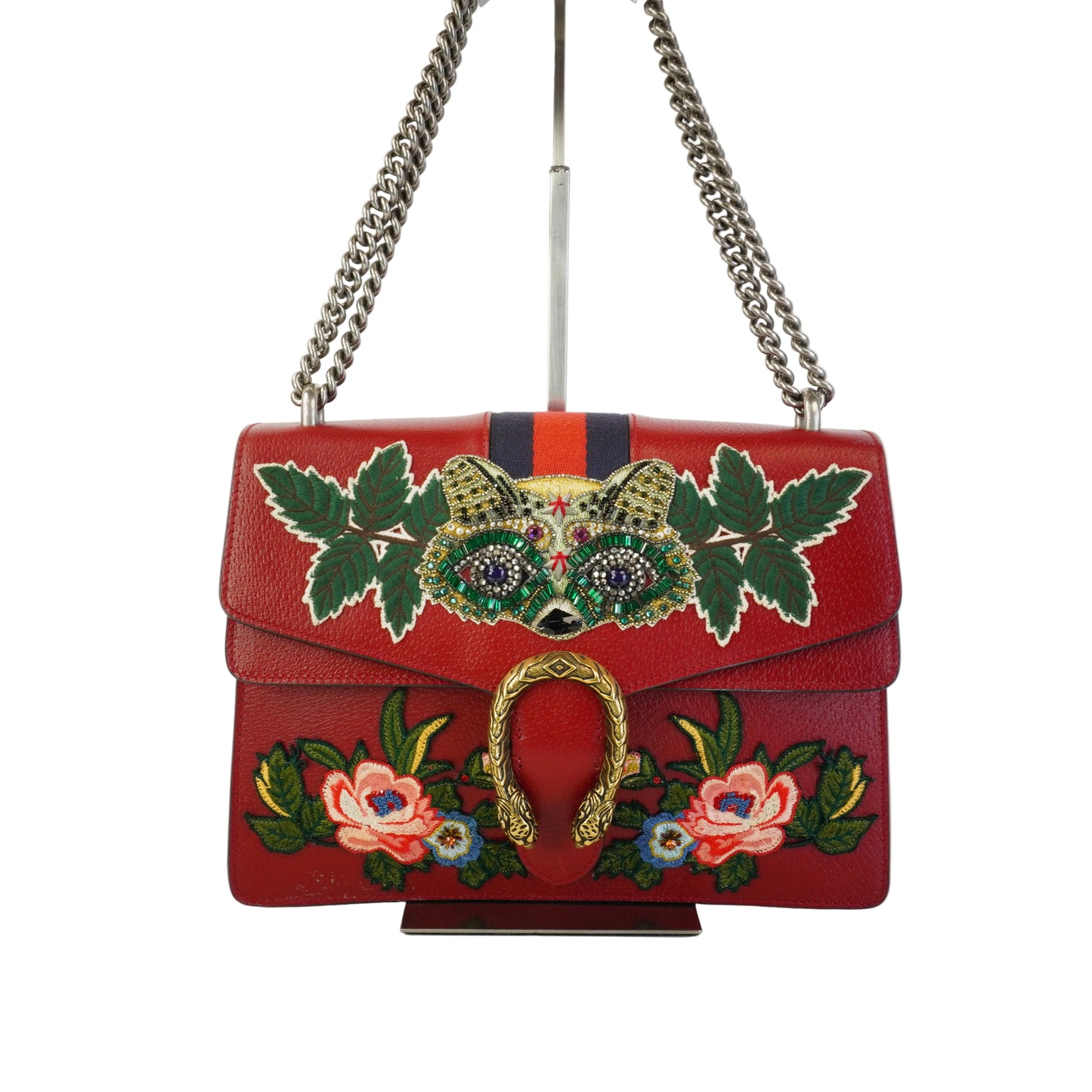 Gucci Calfskin Web Dionysus Shoulder Bag  SHW Medium