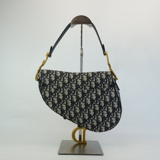 Dior Saddle Blue Oblique Jacquard Medium GHW