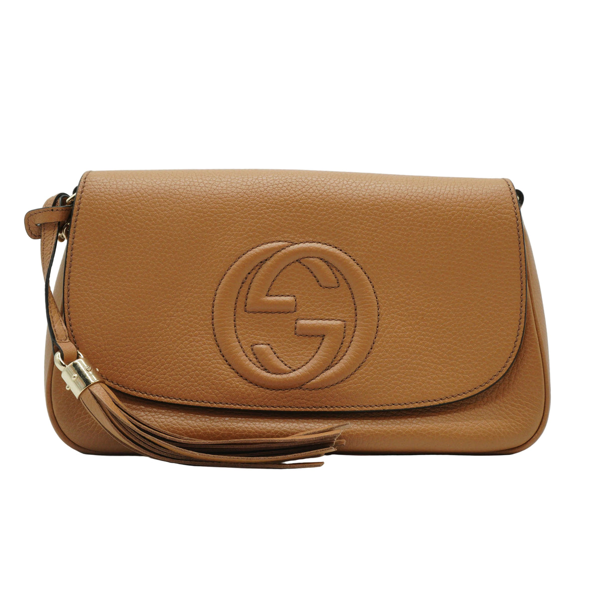 Gucci Soho Chain Flap shoulder bag Camel Small GHW
