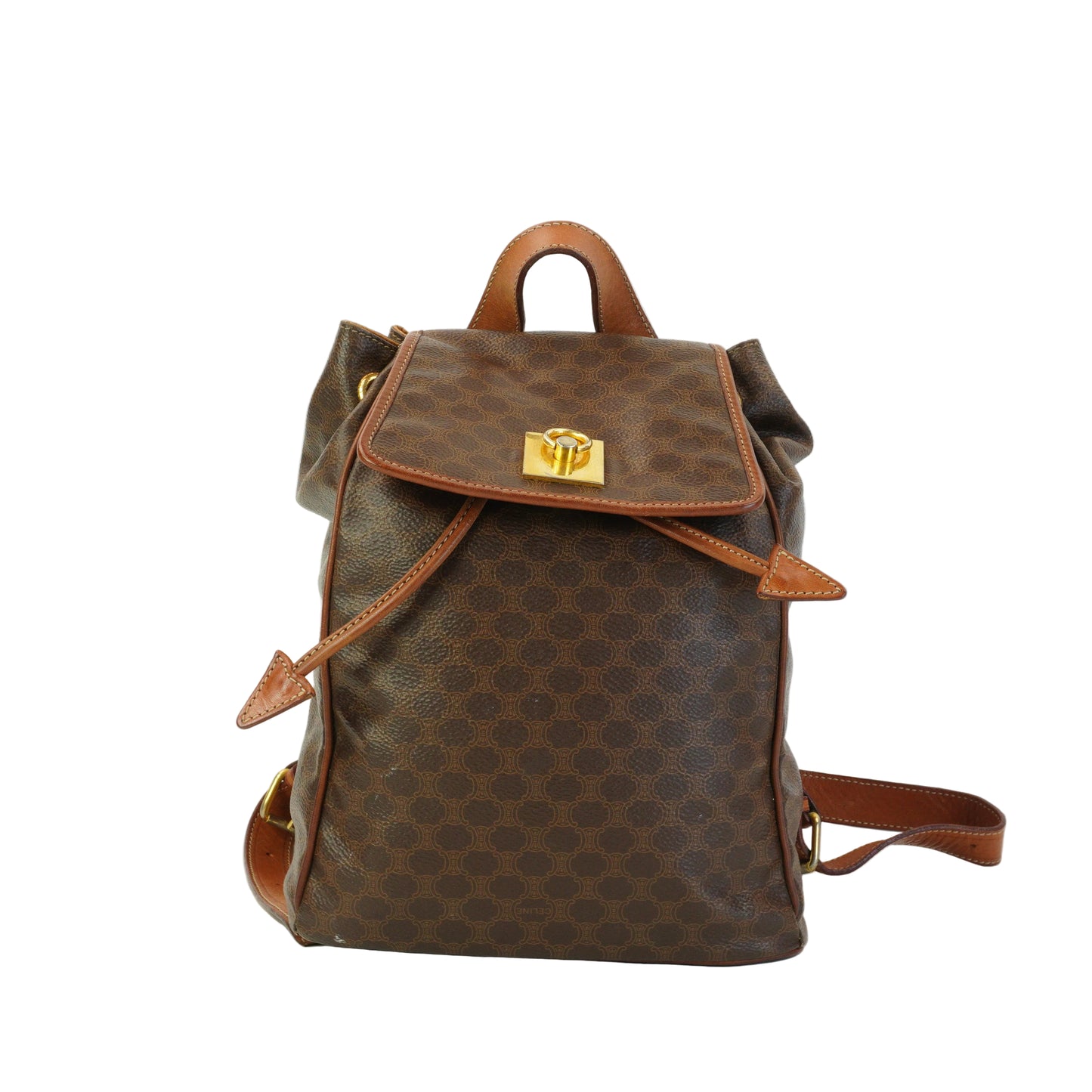 Celine Macadam Coated Canvas Backpack Brown Small GHW