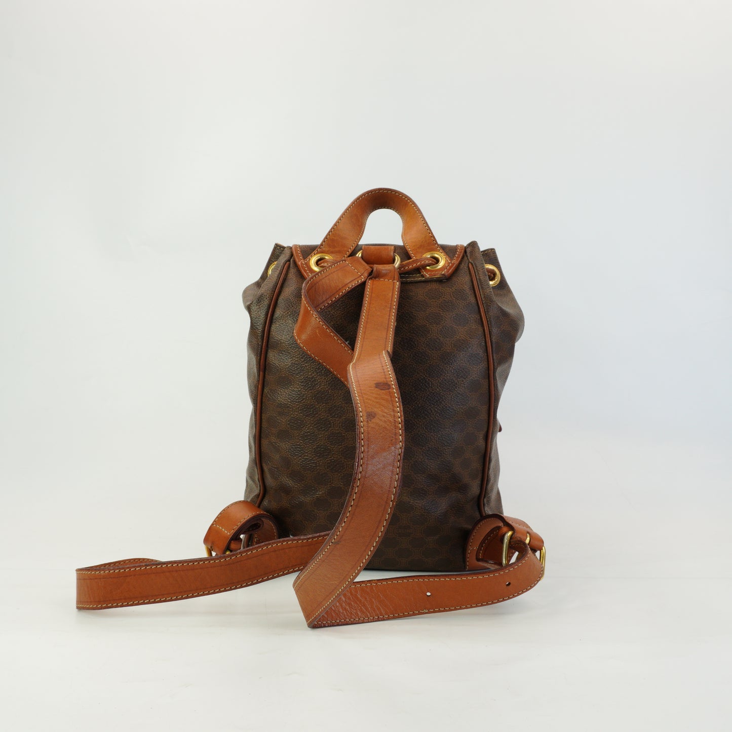 Celine Macadam Coated Canvas Backpack Brown Small GHW