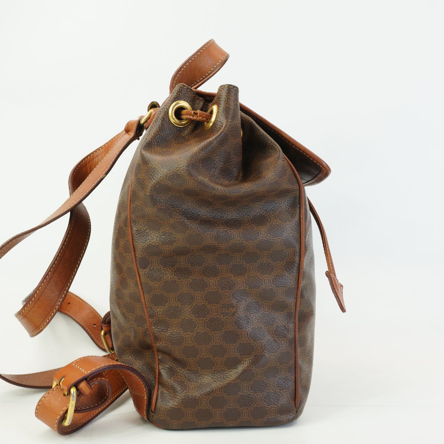 Celine Macadam Coated Canvas Backpack Brown Small GHW