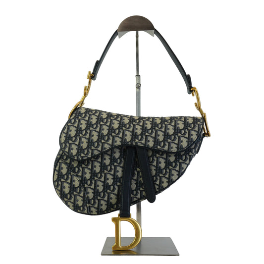 Dior Saddle Blue Oblique Jacquard Medium GHW