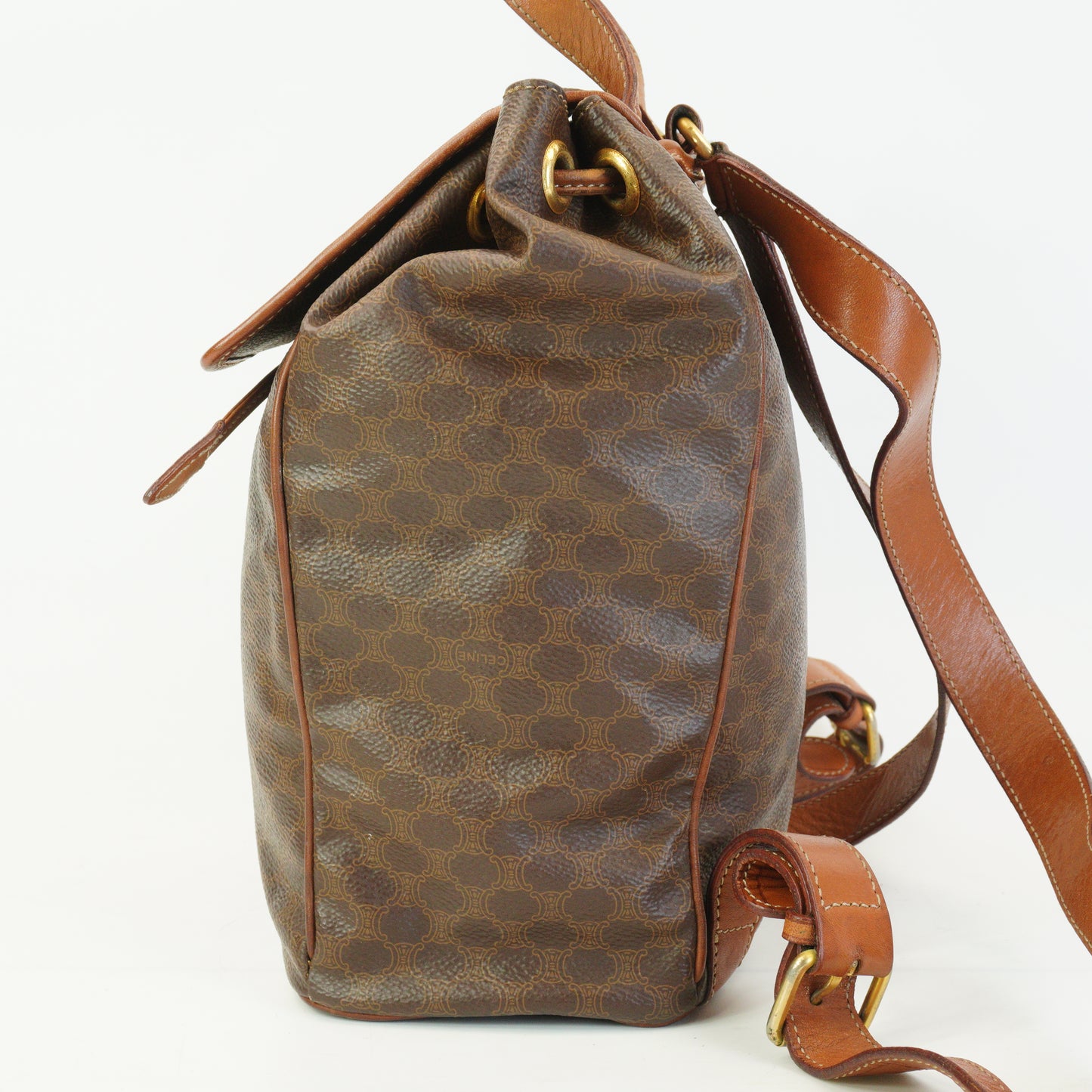 Celine Macadam Coated Canvas Backpack Brown Small GHW