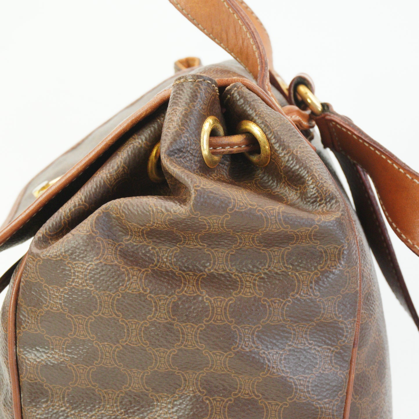 Celine Macadam Coated Canvas Backpack Brown Small GHW