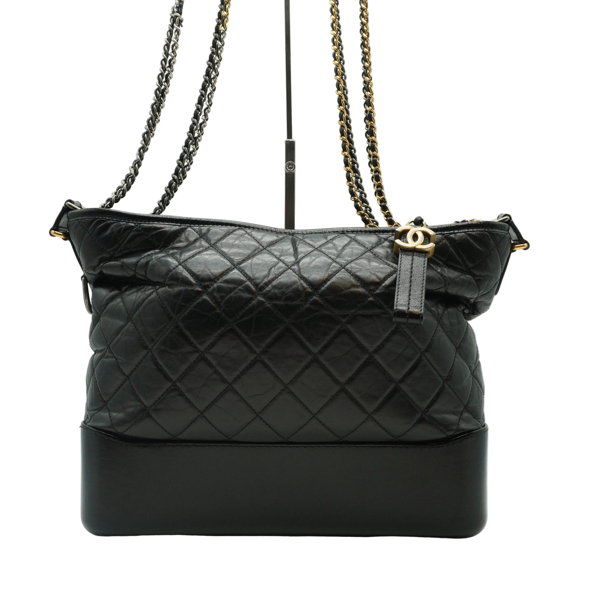 Chanel Gabrielle Medium Hobo Distressed Calfskin Black GSMHW