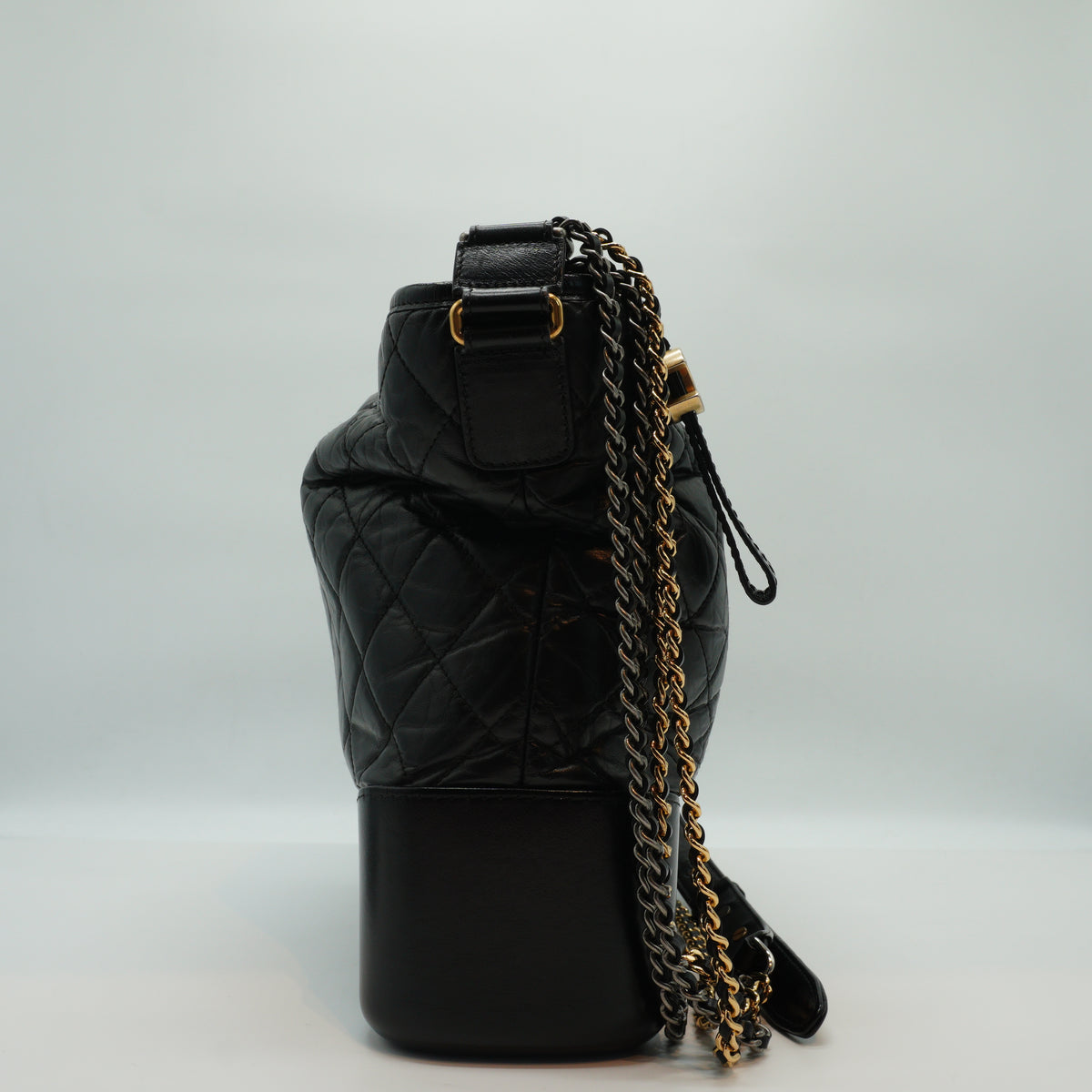 Chanel Gabrielle Medium Hobo Distressed Calfskin Black GSMHW