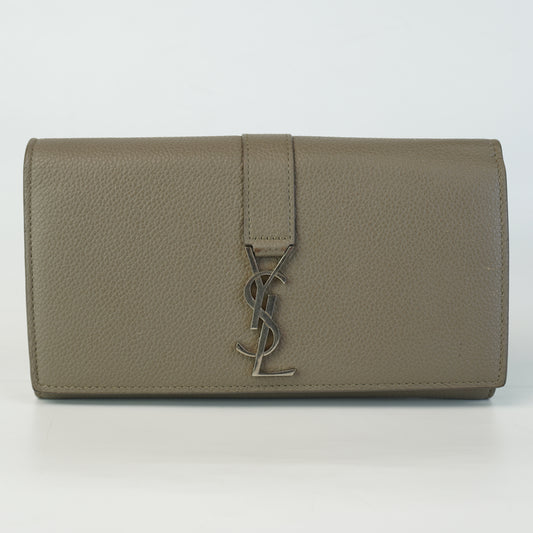 YSL Line Large Flap Wallet Taupe