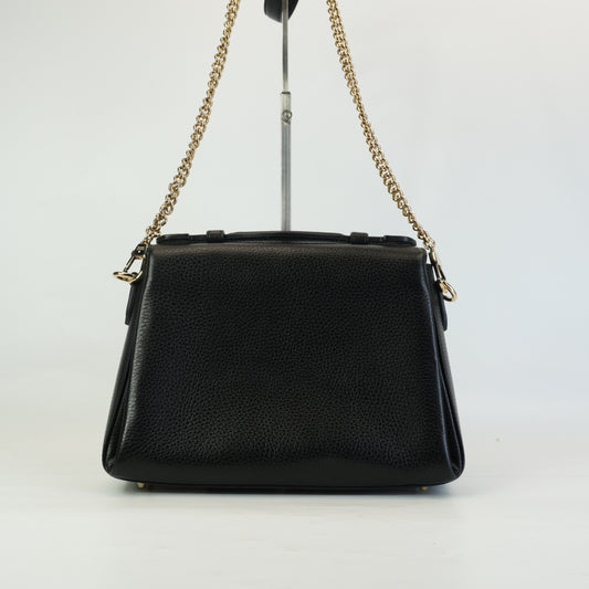Gucci Interlocking G Top Handle Shoudler Bag Medium Black GHW