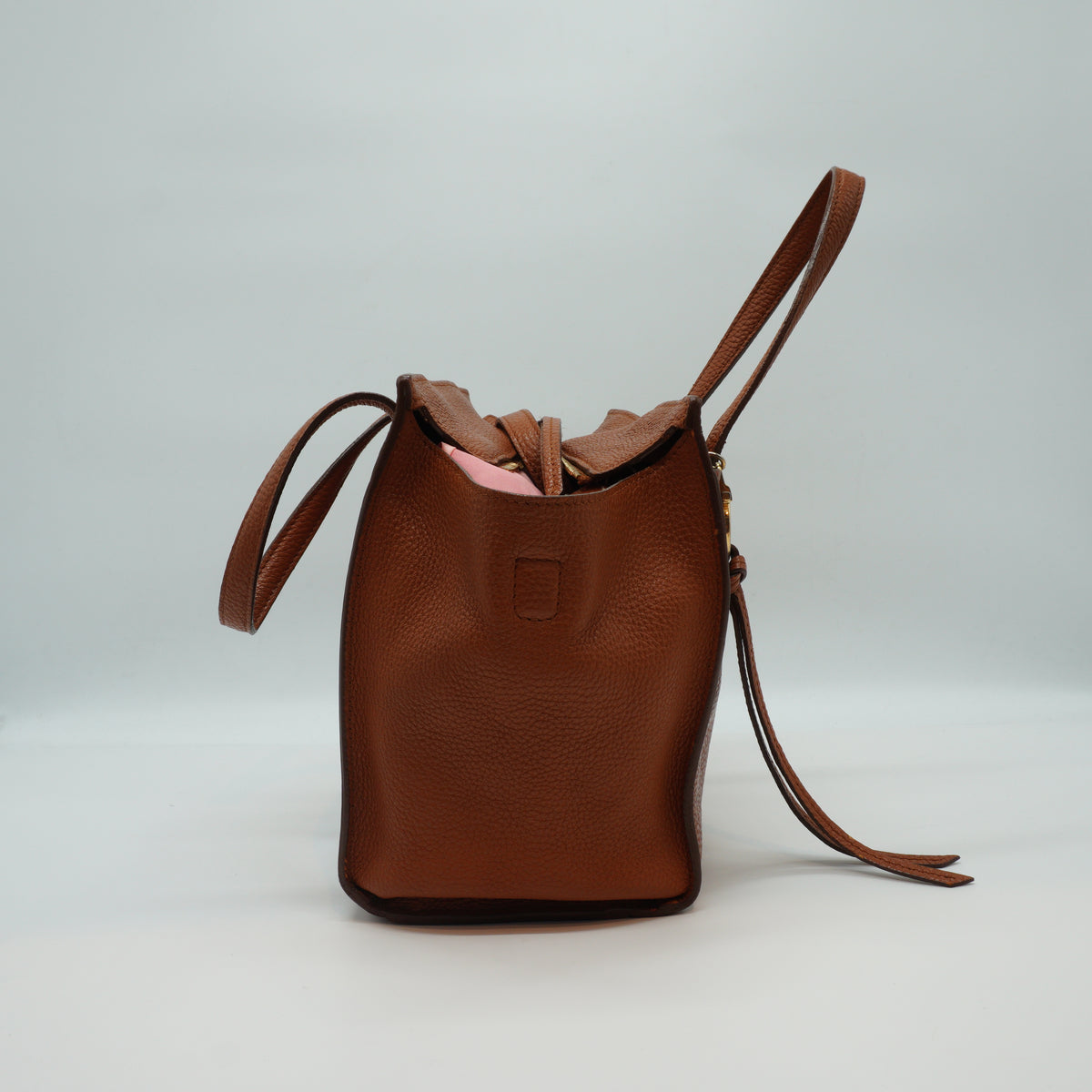 Salvatore Ferragamo Amy Small Pebbled leather tan tote bag GHW