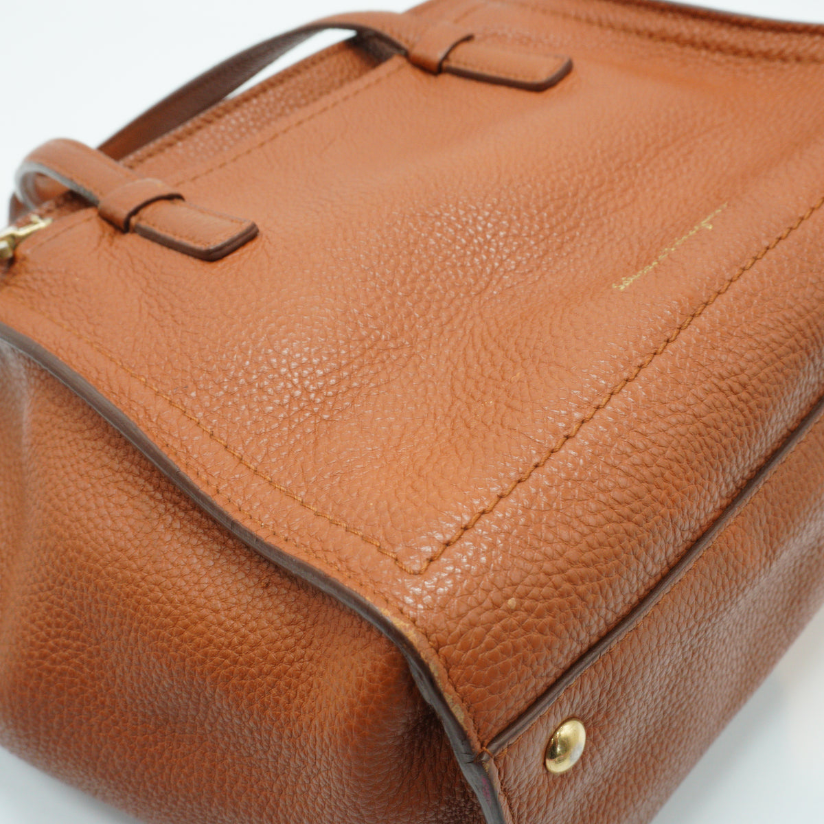 Salvatore Ferragamo Amy Small Pebbled leather tan tote bag GHW