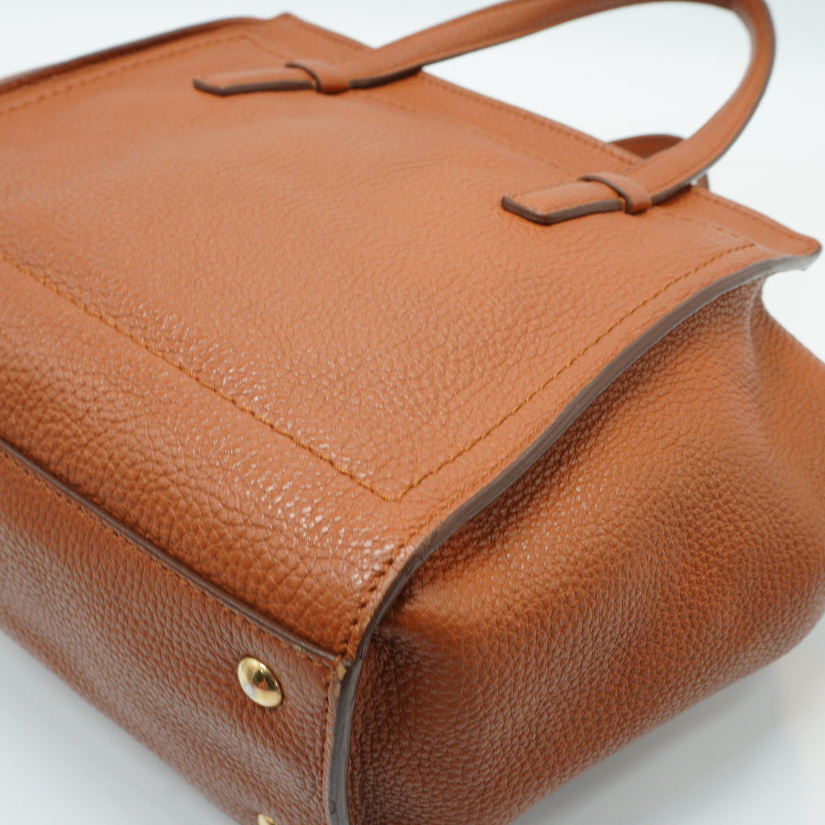 Salvatore Ferragamo Amy Small Pebbled leather tan tote bag GHW