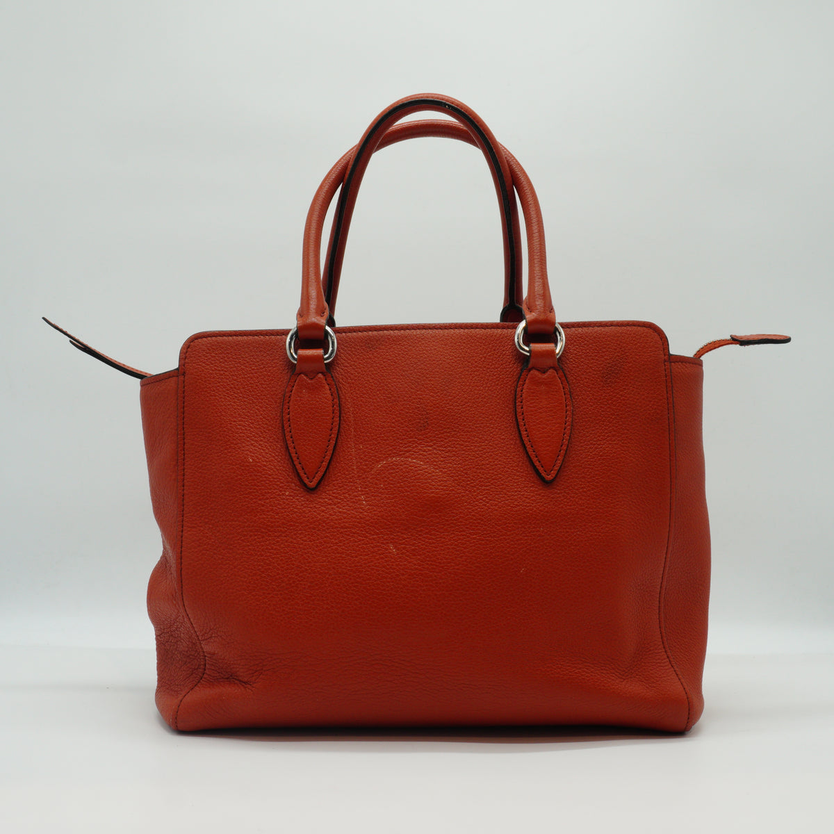 Prada Vitello Daino Open Convertible Tote Orange Medium SHW