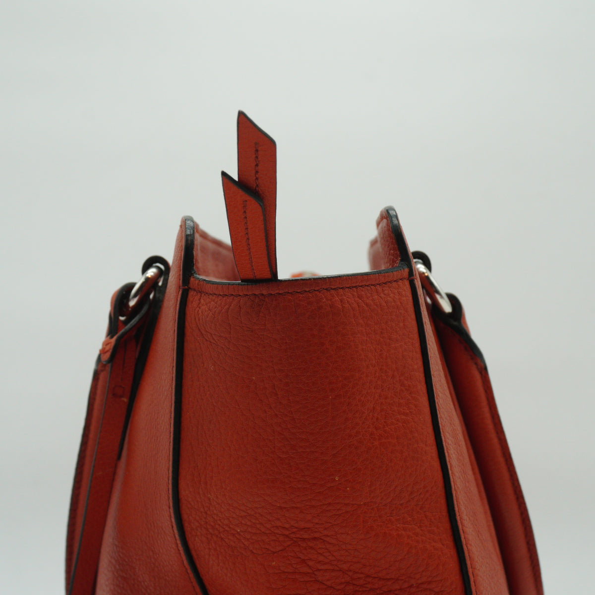 Prada Vitello Daino Open Convertible Tote Orange Medium SHW