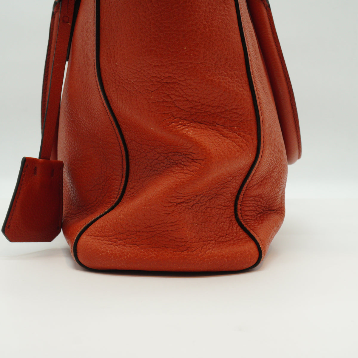 Prada Vitello Daino Open Convertible Tote Orange Medium SHW
