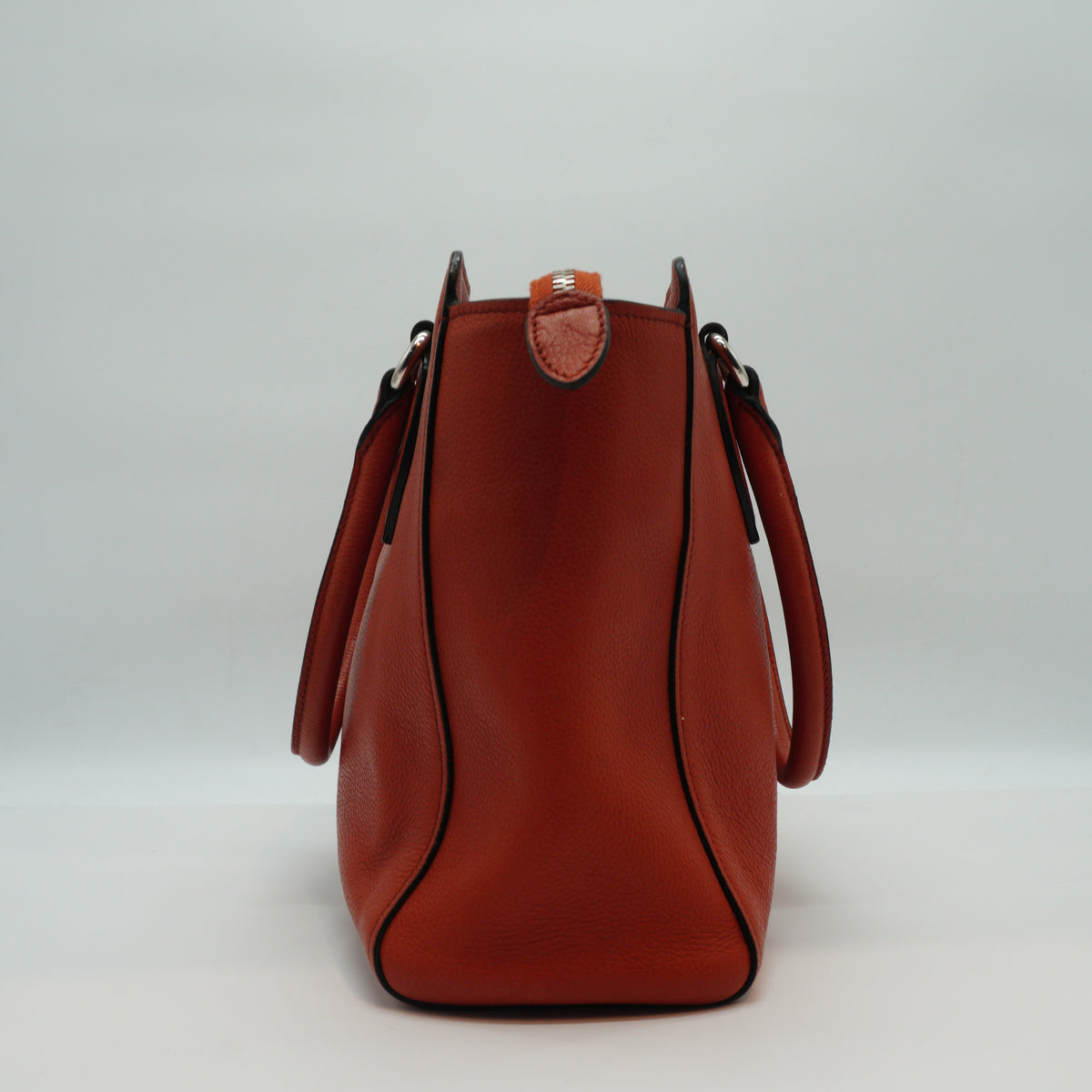 Prada Vitello Daino Open Convertible Tote Orange Medium SHW